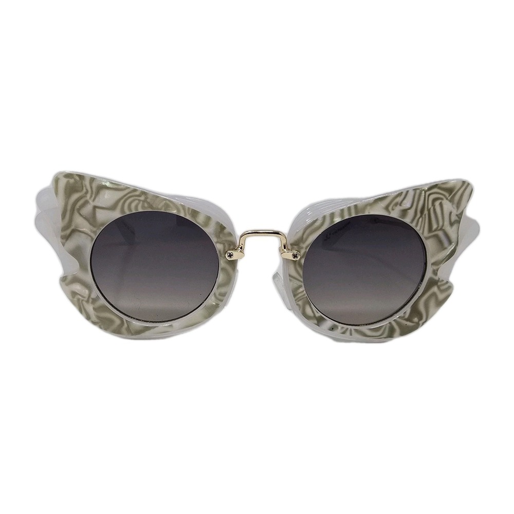 The‎ Day Womens Butterfly Sunglasses White Gold Polycarbonate UV400 10162